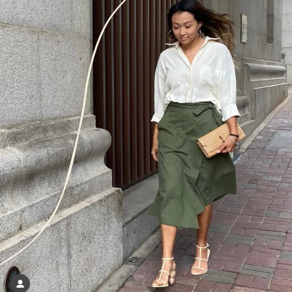 Army green wrap skirt